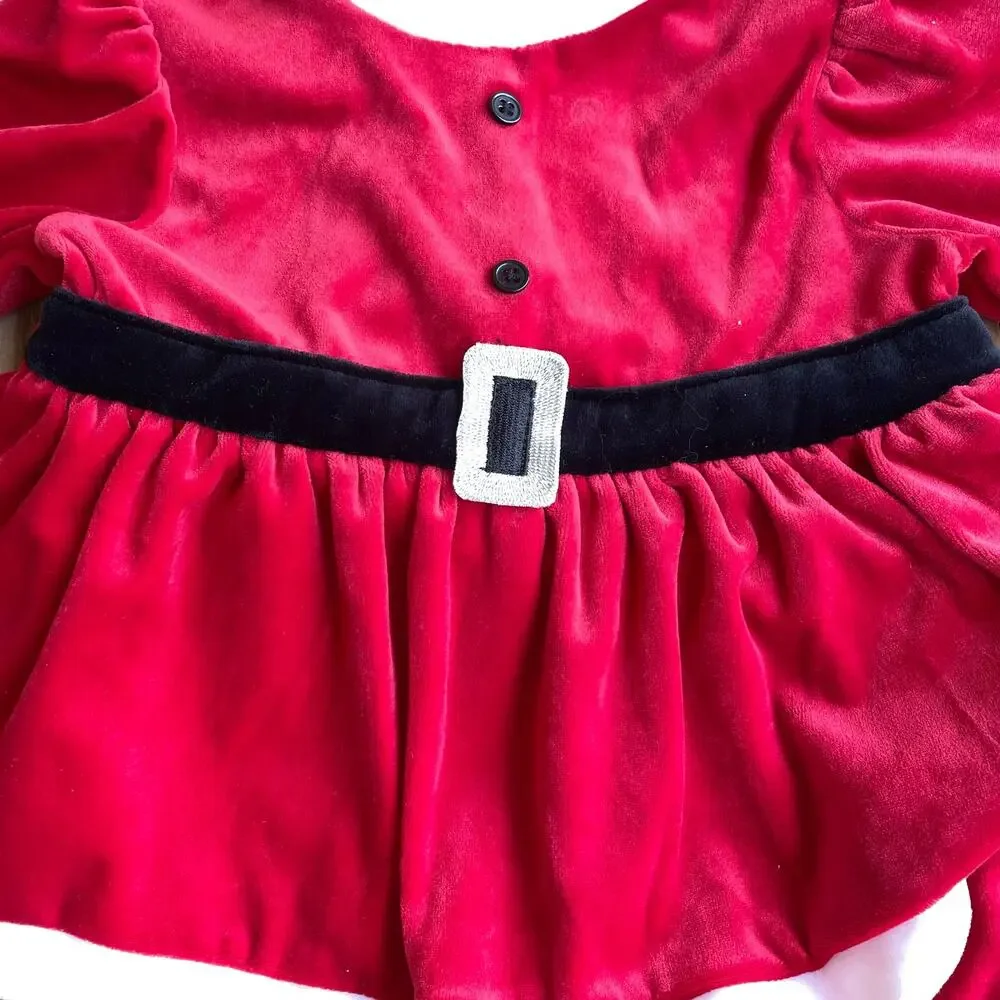 Vintage Santa Outfit Baby Girl 3-6 M Christmas Infant Red Coverall Simply Basic